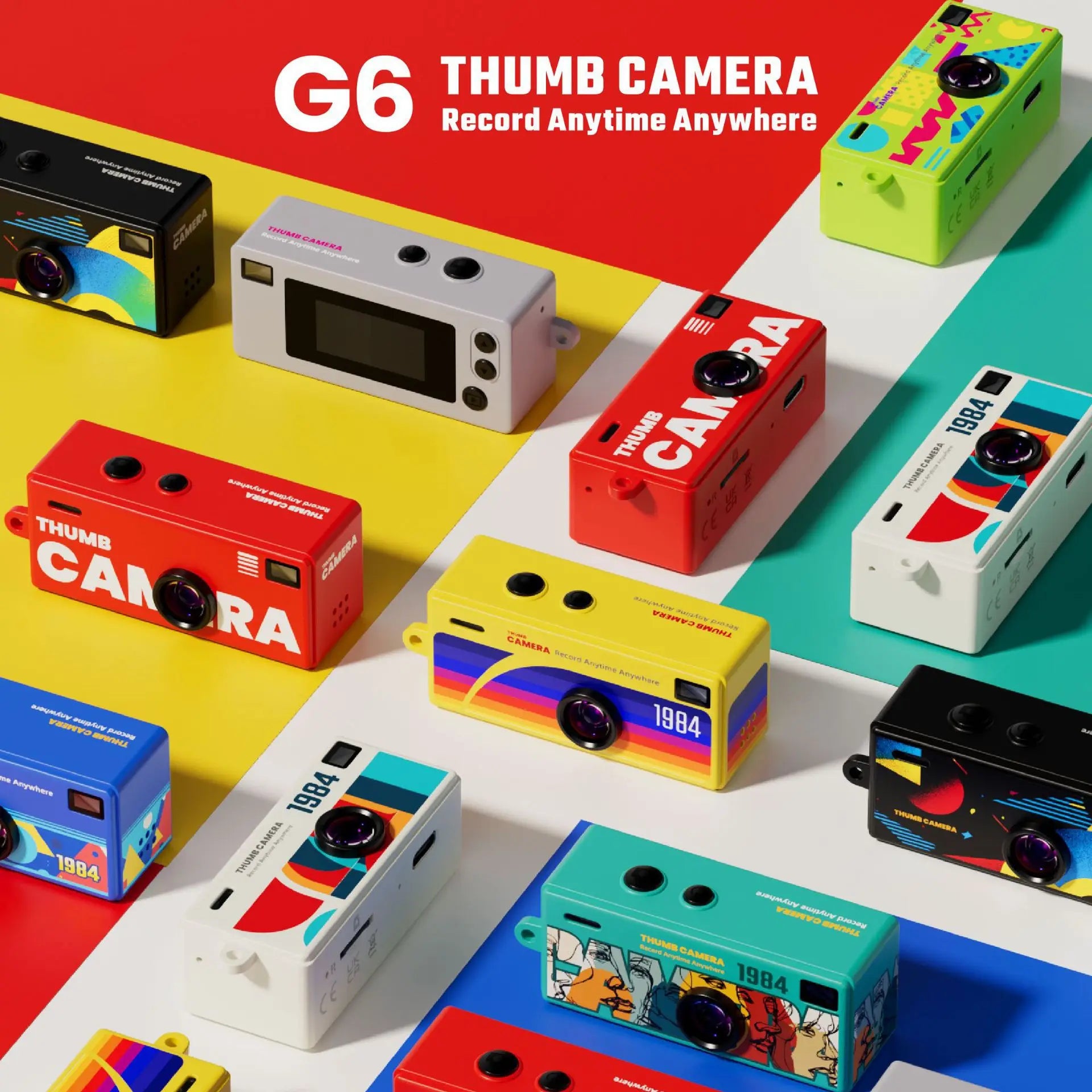 G6 Retro Mini Keychain Thumb Camera 1080P HD Recorder Built-in Flash Auto Focus 130° Wide Angle Lens  LCD Screen Portable Camera